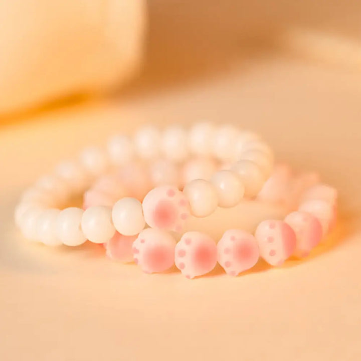 BWOOOH Natural Bodhi Seed Lovely Paw Lucky Cat Paw Peace Bracelet - Bracelet