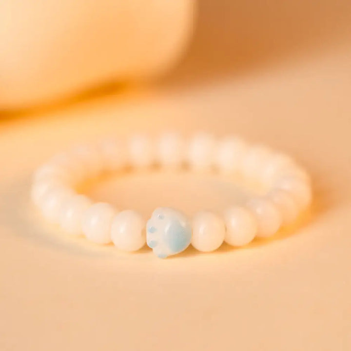 BWOOOH Natural Bodhi Seed Lovely Paw Lucky Cat Paw Peace Bracelet - Bracelet