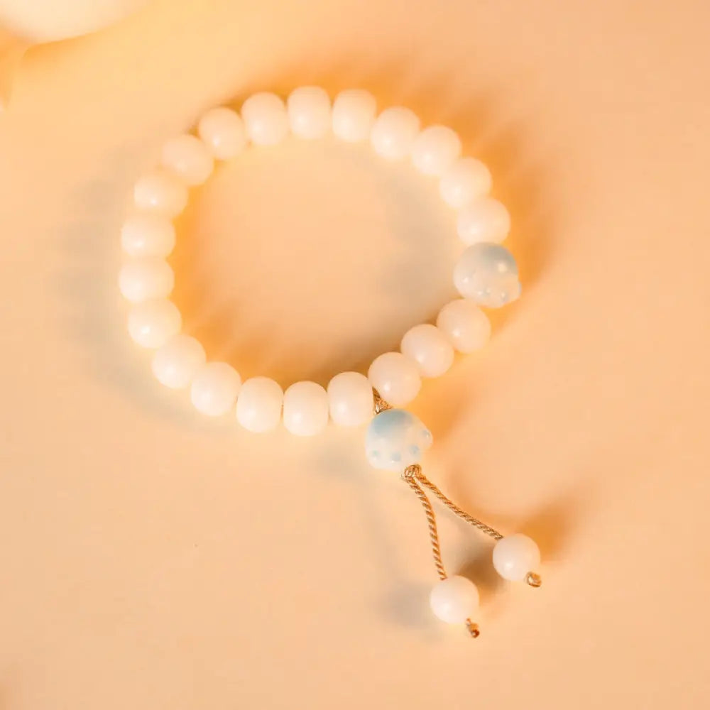 BWOOOH Natural Bodhi Seed Lovely Paw Lucky Cat Paw Peace Bracelet - Bracelet