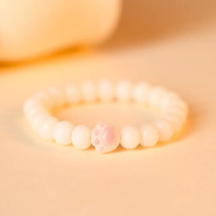 BWOOOH Natural Bodhi Seed Lovely Paw Lucky Cat Paw Peace Bracelet - Bracelet