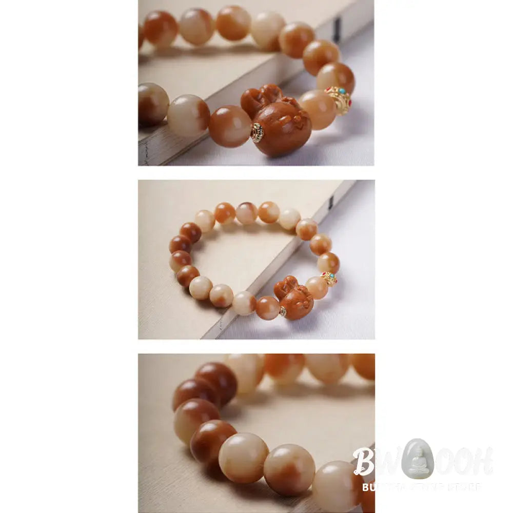 Buddha Stones Natural Bodhi Seed Lovely Rabbit Peace Bracelet - BWOOOH - Bodhi Seed(Wisdom♥Wake Up)(Wrist Circumference