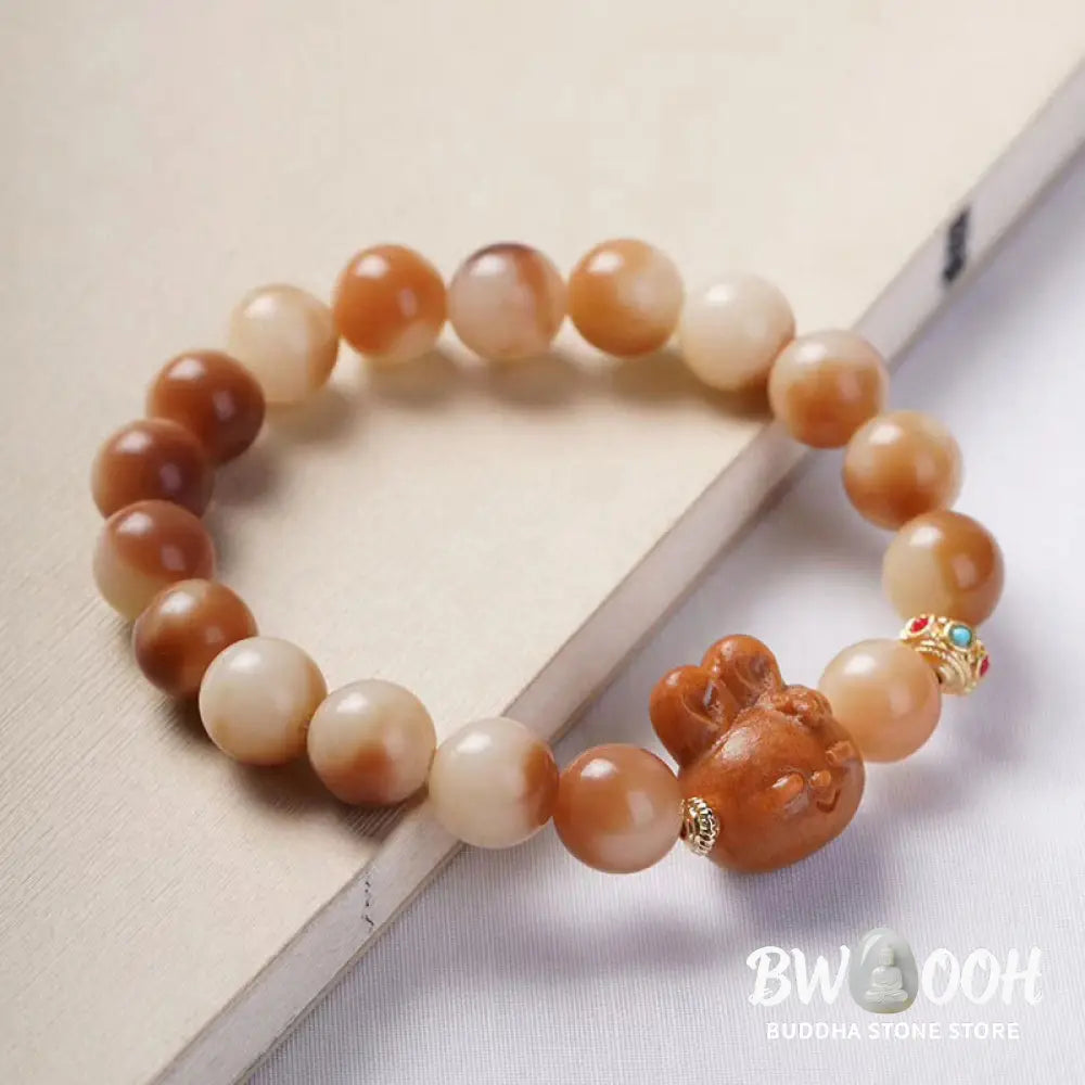 Buddha Stones Natural Bodhi Seed Lovely Rabbit Peace Bracelet - BWOOOH - Bodhi Seed(Wisdom♥Wake Up)(Wrist Circumference