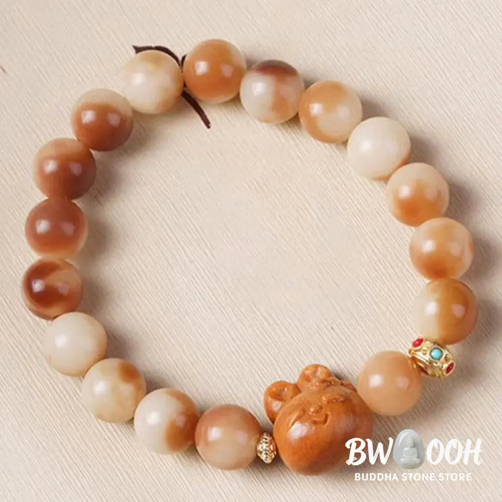 Buddha Stones Natural Bodhi Seed Lovely Rabbit Peace Bracelet - BWOOOH - Bodhi Seed(Wisdom♥Wake Up)(Wrist Circumference