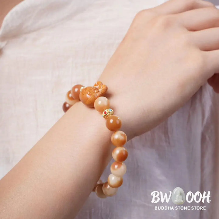 Buddha Stones Natural Bodhi Seed Lovely Rabbit Peace Bracelet - BWOOOH - Bodhi Seed(Wisdom♥Wake Up)(Wrist Circumference