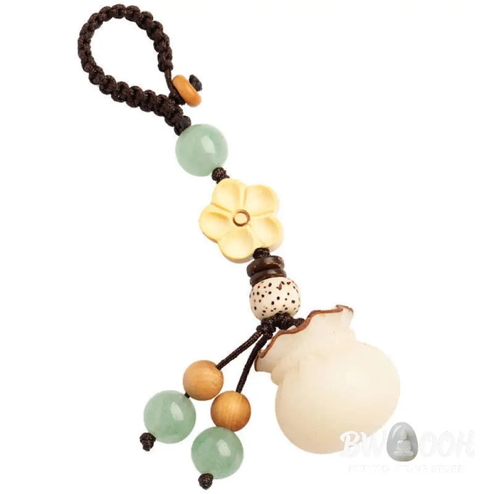 Buddha Stones Natural Bodhi Seed Money Bag Flower Blessing Prosperity Keychain - Key Chain