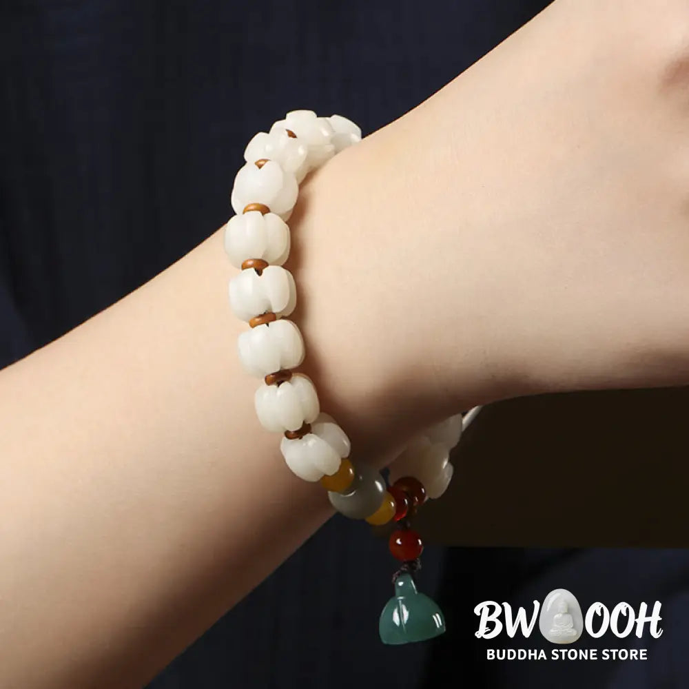 Buddha Stones Natural Bodhi Seed Red Agate Bodhi Calm Harmony Engraved Pumpkin Bead Lotus Bracelet - BWOOOH - Bodhi