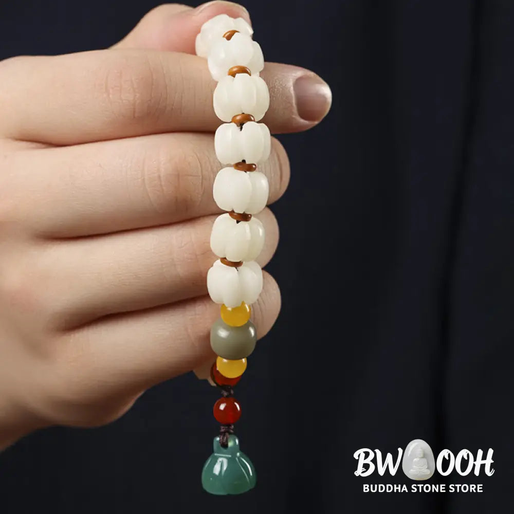 Buddha Stones Natural Bodhi Seed Red Agate Bodhi Calm Harmony Engraved Pumpkin Bead Lotus Bracelet - BWOOOH - Bodhi