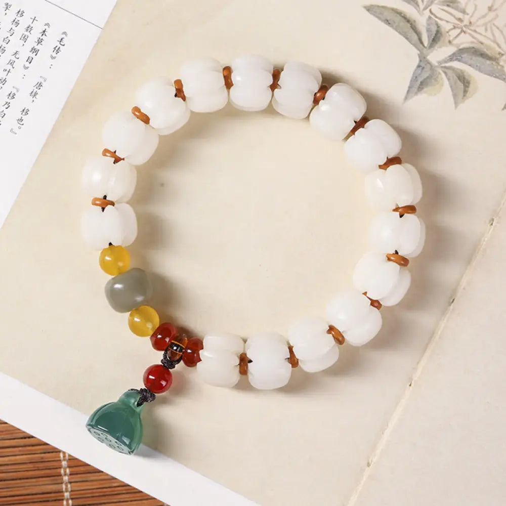 BWOOOH Natural Bodhi Seed Red Agate Bodhi Calm Harmony Engraved Pumpkin Bead Lotus Bracelet - BWOOOH - Bodhi