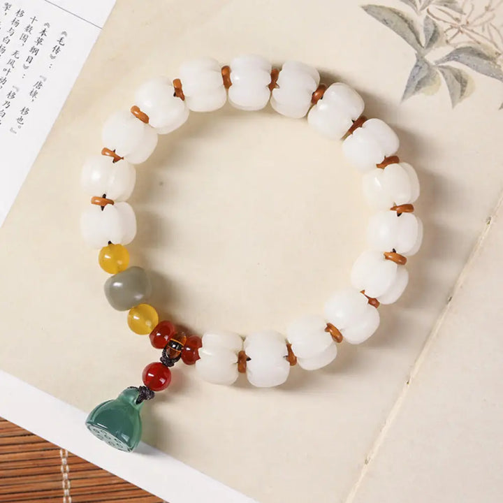 BWOOOH Natural Bodhi Seed Red Agate Bodhi Calm Harmony Engraved Pumpkin Bead Lotus Bracelet - BWOOOH - Bodhi