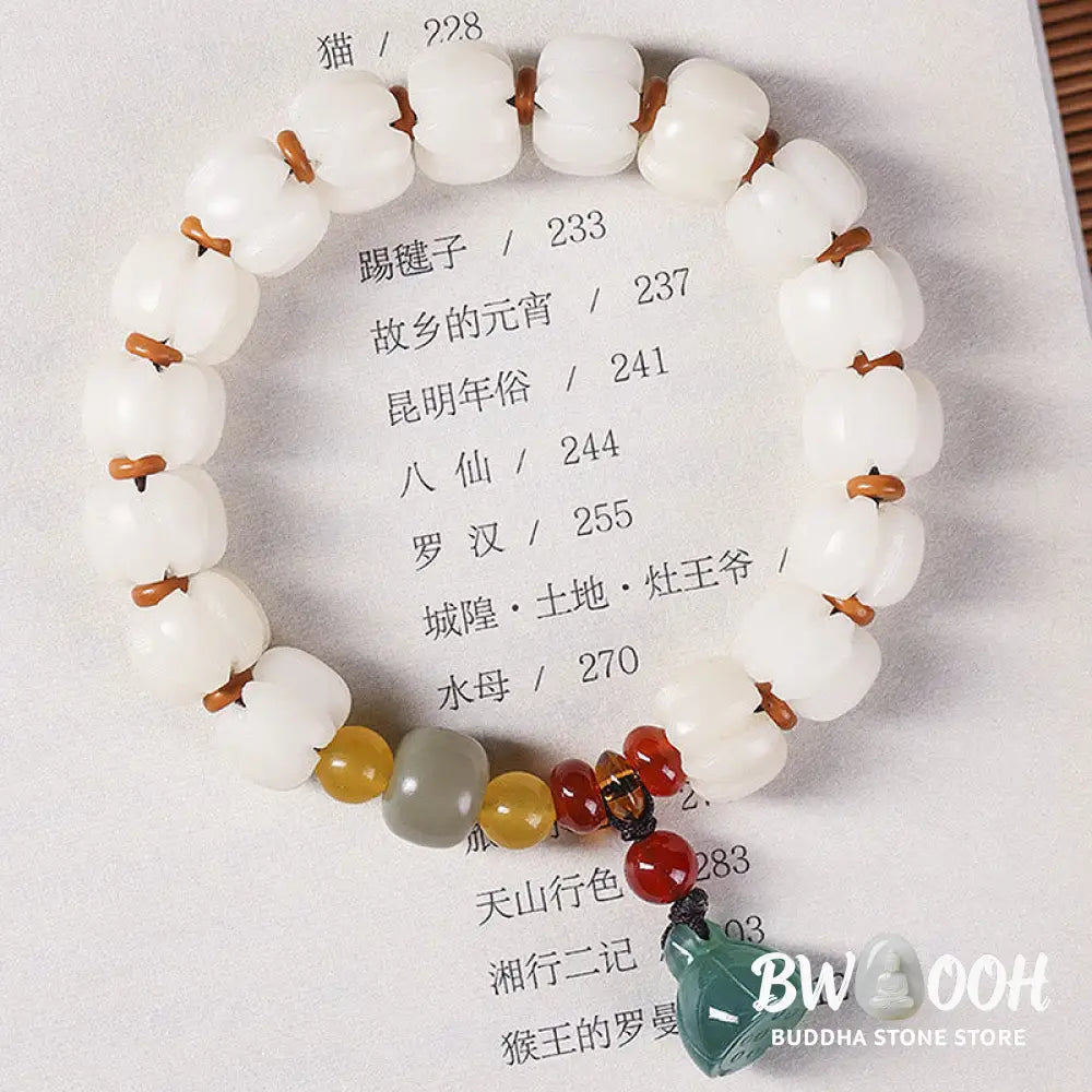 Buddha Stones Natural Bodhi Seed Red Agate Bodhi Calm Harmony Engraved Pumpkin Bead Lotus Bracelet - BWOOOH - Bodhi