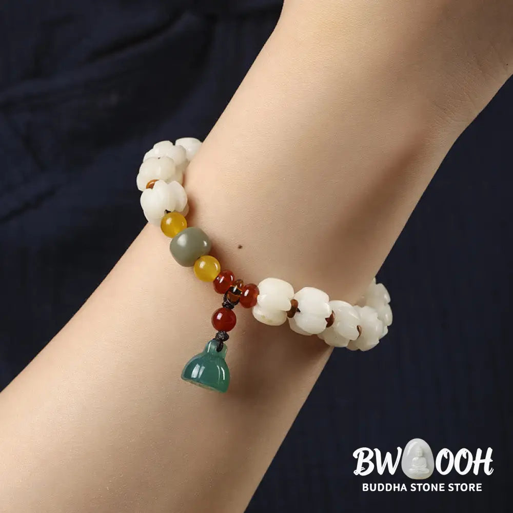 Buddha Stones Natural Bodhi Seed Red Agate Bodhi Calm Harmony Engraved Pumpkin Bead Lotus Bracelet - BWOOOH - Bodhi