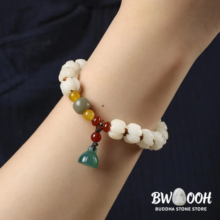 Buddha Stones Natural Bodhi Seed Red Agate Bodhi Calm Harmony Engraved Pumpkin Bead Lotus Bracelet - BWOOOH - Bodhi