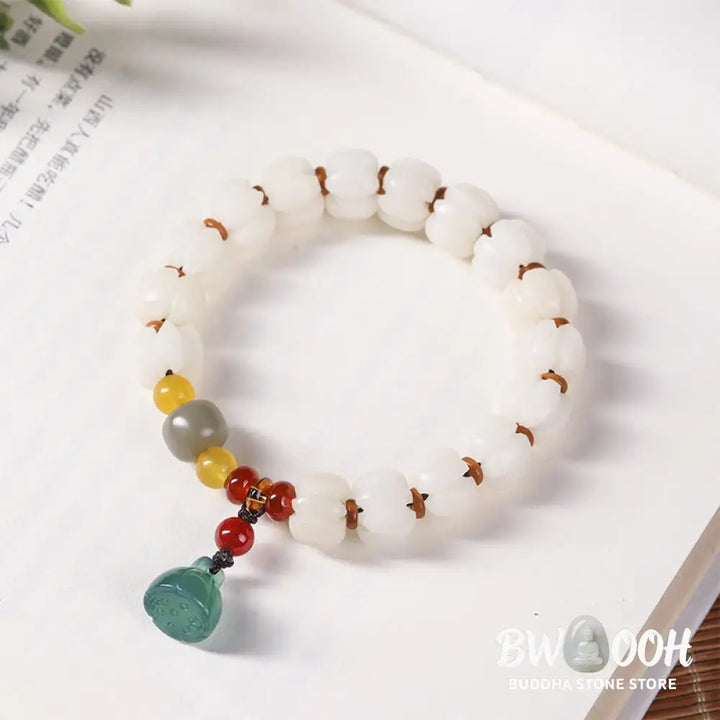 Buddha Stones Natural Bodhi Seed Red Agate Bodhi Calm Harmony Engraved Pumpkin Bead Lotus Bracelet - BWOOOH - Bodhi