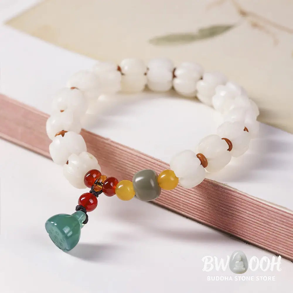 Buddha Stones Natural Bodhi Seed Red Agate Bodhi Calm Harmony Engraved Pumpkin Bead Lotus Bracelet - BWOOOH - Bodhi