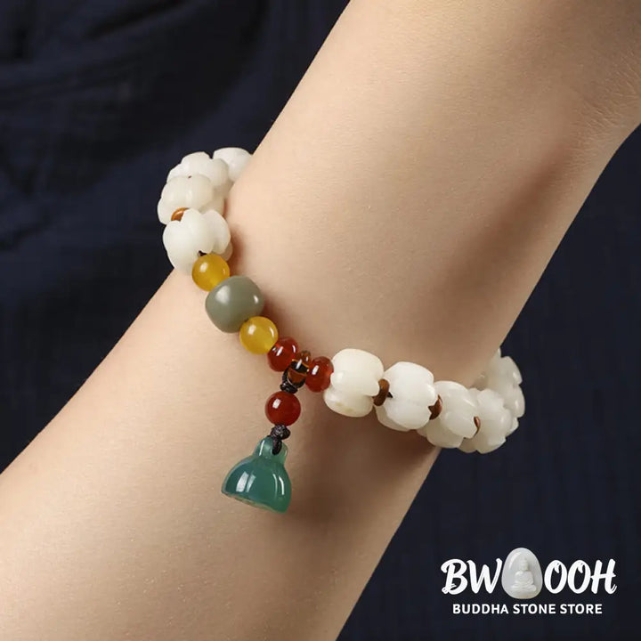 Buddha Stones Natural Bodhi Seed Red Agate Bodhi Calm Harmony Engraved Pumpkin Bead Lotus Bracelet - BWOOOH - Bodhi