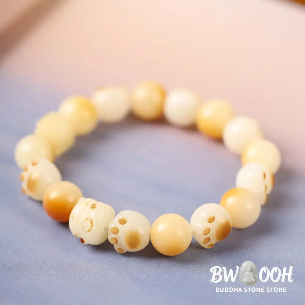 Buddha Stones Natural Bodhi Seed Sandalwood Lucky Cute Cat Head Paw Claw Peace Bracelet - BWOOOH - Bracelet