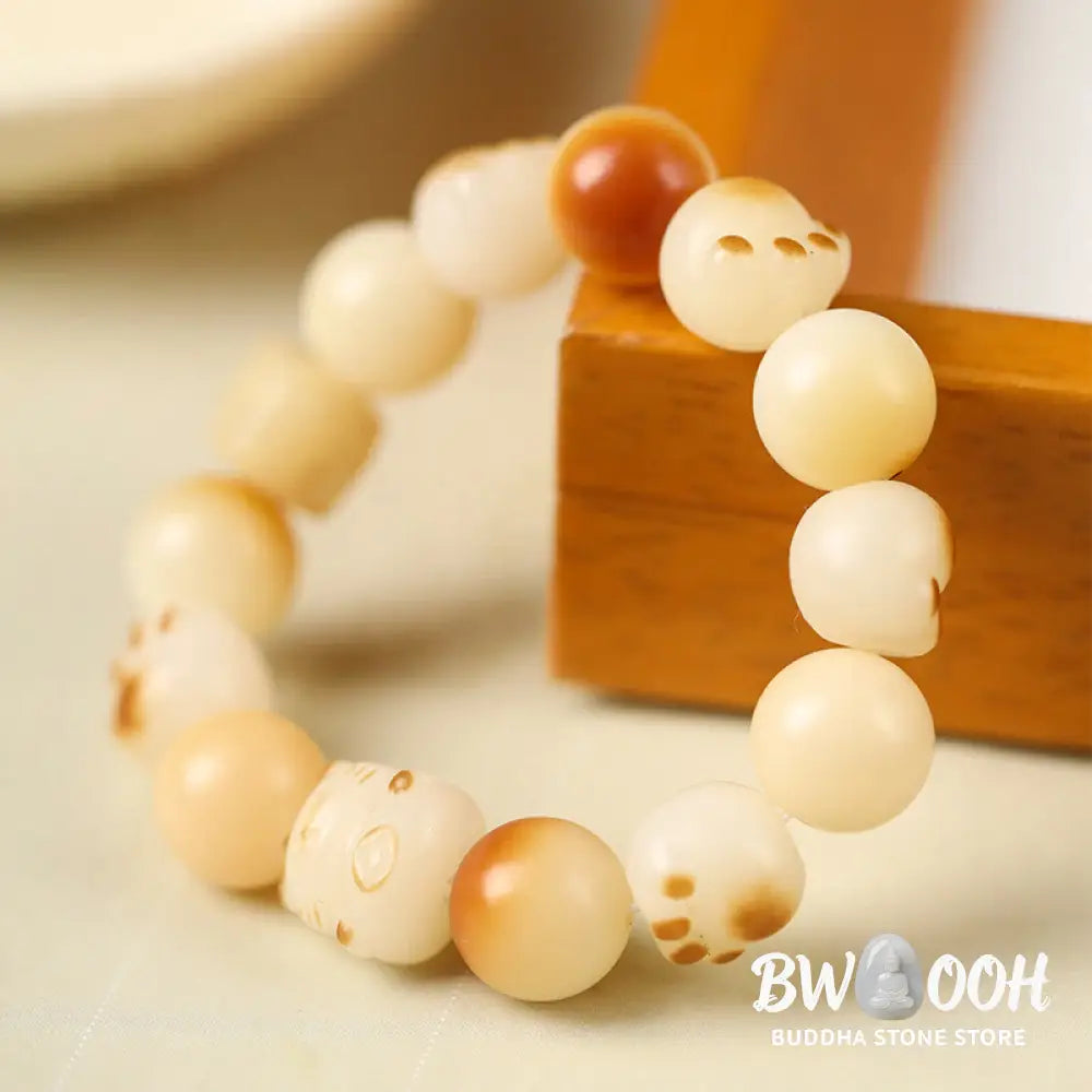 Buddha Stones Natural Bodhi Seed Sandalwood Lucky Cute Cat Head Paw Claw Peace Bracelet - BWOOOH - Bracelet