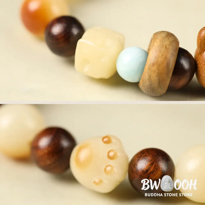 Buddha Stones Natural Bodhi Seed Sandalwood Lucky Cute Cat Head Paw Claw Peace Bracelet - BWOOOH - Bracelet
