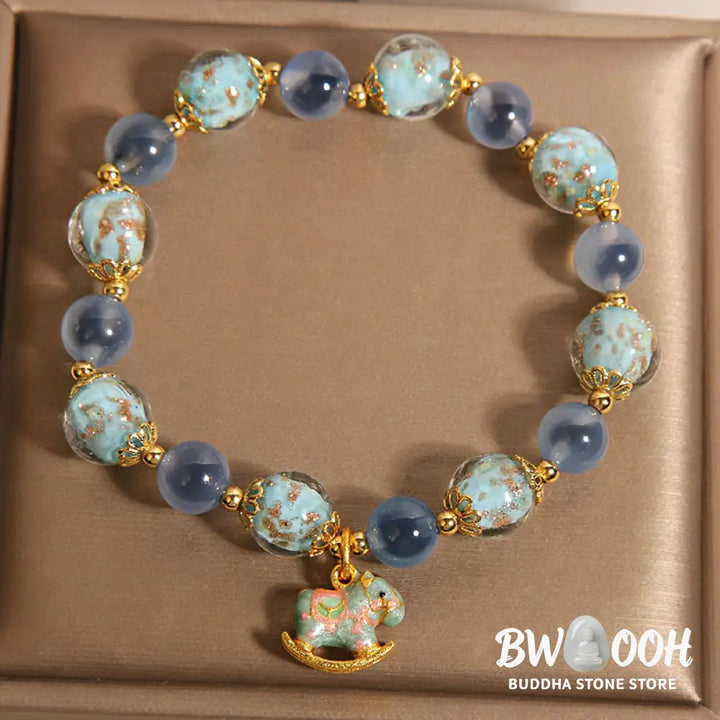 Buddha Stones Natural Candy Agate White Crystal Year Of The Horse Strength Bracelet - Candy Agate(Wrist Circumference:
