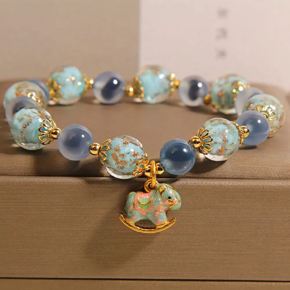 Buddha Stones Natural Candy Agate White Crystal Year Of The Horse Strength Bracelet - Candy Agate(Wrist Circumference: