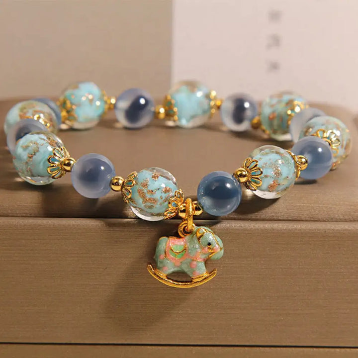 Buddha Stones Natural Candy Agate White Crystal Year Of The Horse Strength Bracelet - Candy Agate(Wrist Circumference: