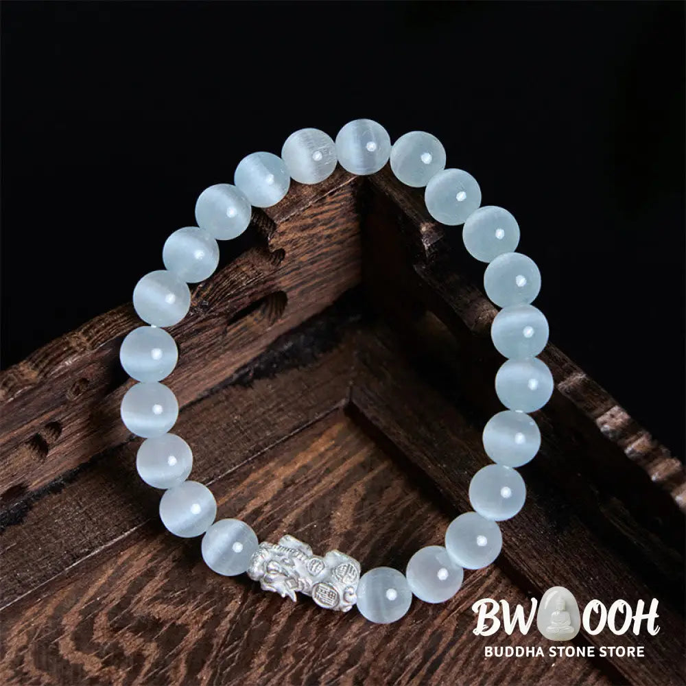 Buddha Stones Natural Cat’s Eye Beads 990 Sterling Silver Pixiu Positive Bracelet - BWOOOH - Bracelet