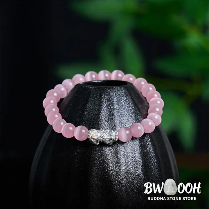 Buddha Stones Natural Cat’s Eye Beads 990 Sterling Silver Pixiu Positive Bracelet - BWOOOH - Bracelet