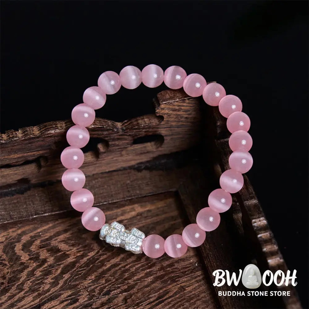 Buddha Stones Natural Cat’s Eye Beads 990 Sterling Silver Pixiu Positive Bracelet - BWOOOH - Bracelet