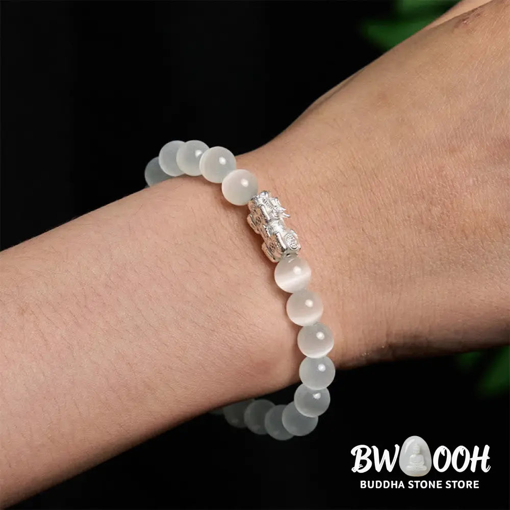 Buddha Stones Natural Cat’s Eye Beads 990 Sterling Silver Pixiu Positive Bracelet - BWOOOH - Bracelet