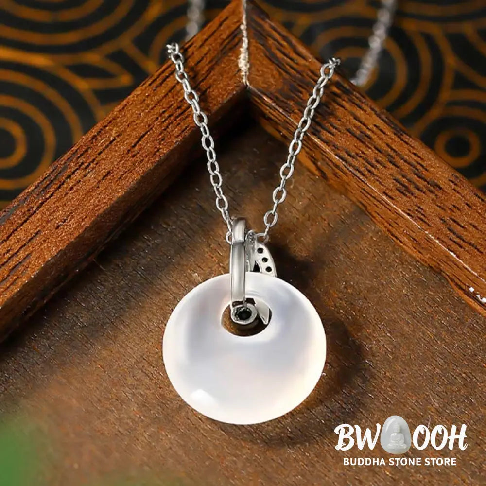Buddha Stones Natural Chalcedony Bamboo Leaf Peace Buckle Wealth Necklace Pendant - BWOOOH - Chalcedony - Necklaces &amp;