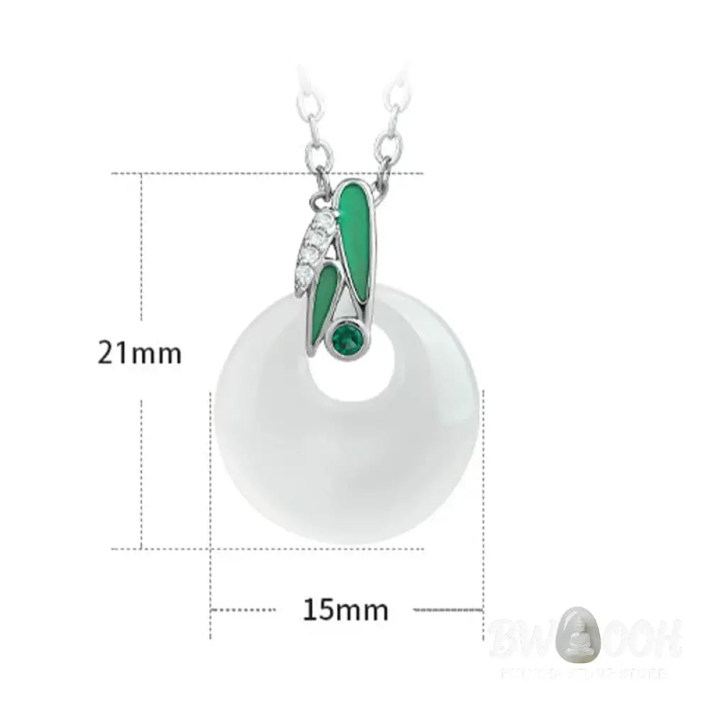 Buddha Stones Natural Chalcedony Bamboo Leaf Peace Buckle Wealth Necklace Pendant - BWOOOH - Chalcedony - Necklaces &amp;