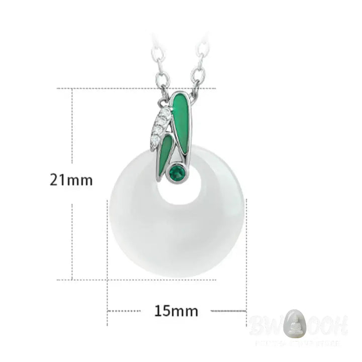 Buddha Stones Natural Chalcedony Bamboo Leaf Peace Buckle Wealth Necklace Pendant - BWOOOH - Chalcedony - Necklaces &amp;