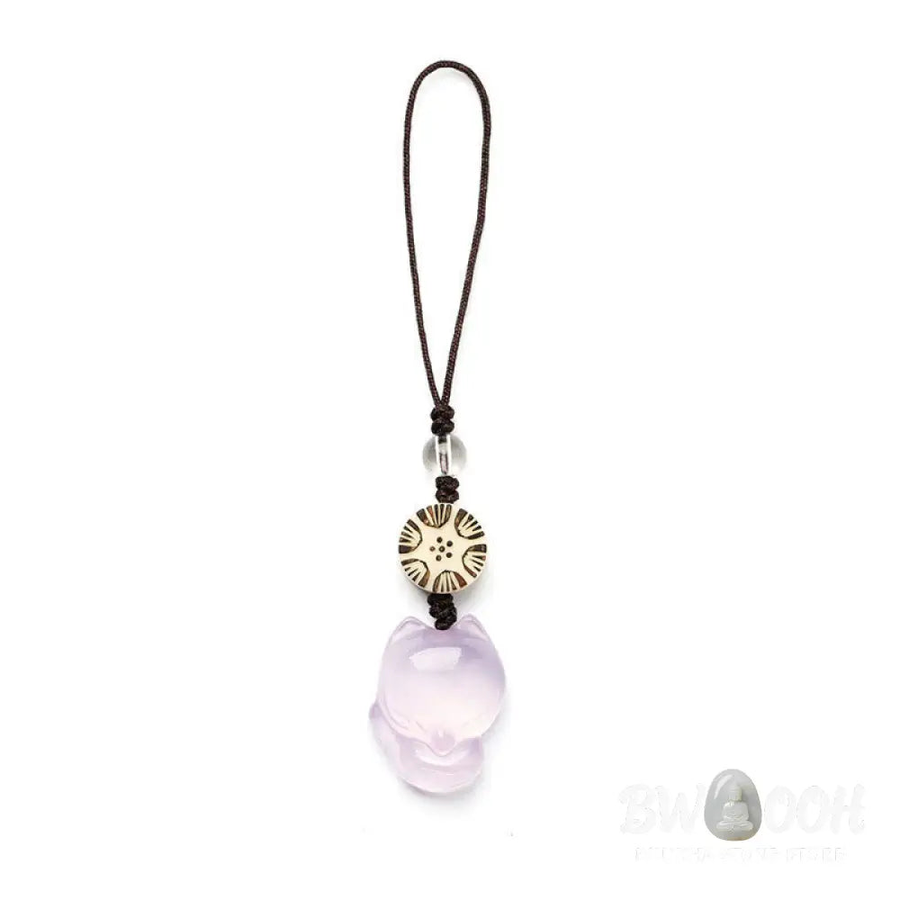 Buddha Stones Natural Chalcedony Fox Harmony Phone Hanging Decoration - Phone Hanging Decoration