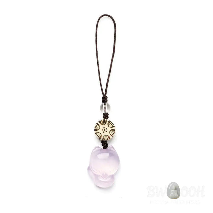 Buddha Stones Natural Chalcedony Fox Harmony Phone Hanging Decoration - Phone Hanging Decoration