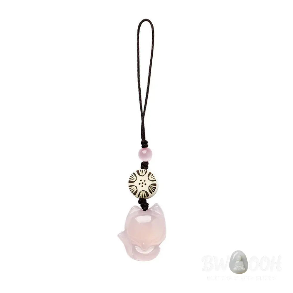 Buddha Stones Natural Chalcedony Fox Harmony Phone Hanging Decoration - Phone Hanging Decoration