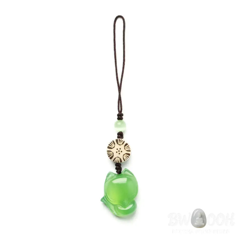 Buddha Stones Natural Chalcedony Fox Harmony Phone Hanging Decoration - Phone Hanging Decoration