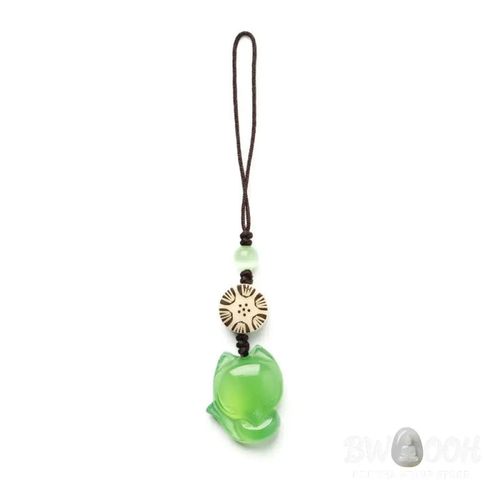 Buddha Stones Natural Chalcedony Fox Harmony Phone Hanging Decoration - Phone Hanging Decoration