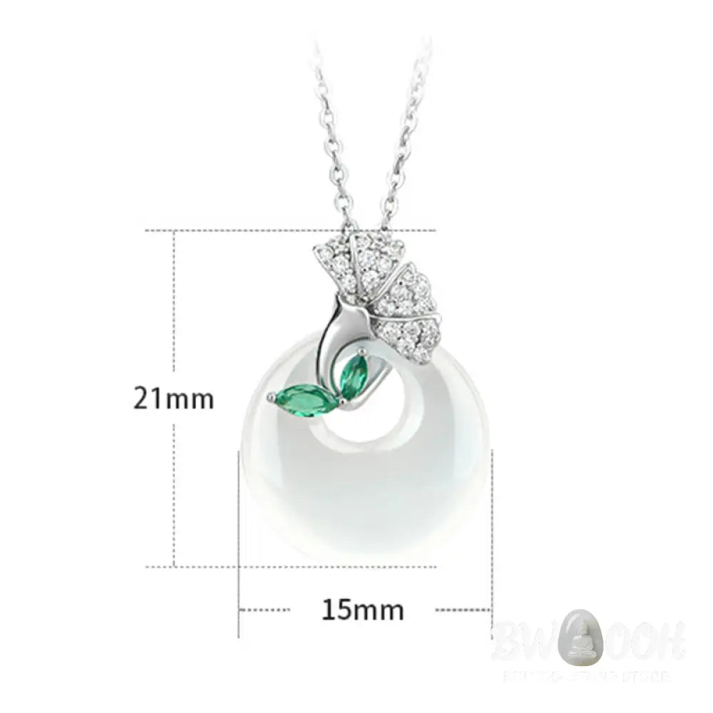 Buddha Stones Natural Chalcedony Ginkgo Leaf Peace Buckle Harmony Necklace Pendant - BWOOOH - Chalcedony - Necklaces &amp;