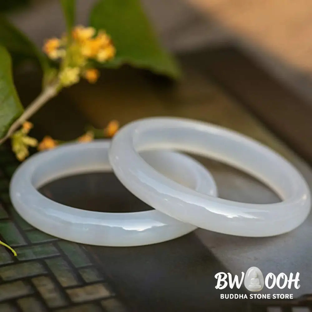 BWOOOH Natural Chalcedony Harmony Positive Bracelet Bangle - Bracelet Bangle