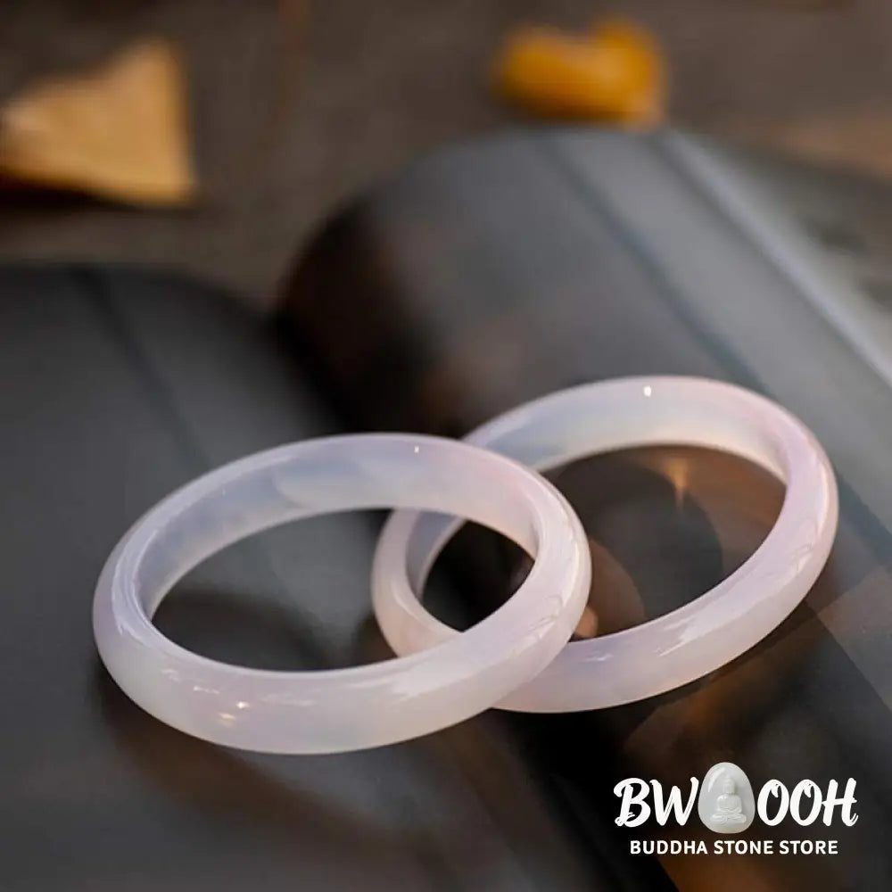 BWOOOH Natural Chalcedony Harmony Positive Bracelet Bangle - Bracelet Bangle