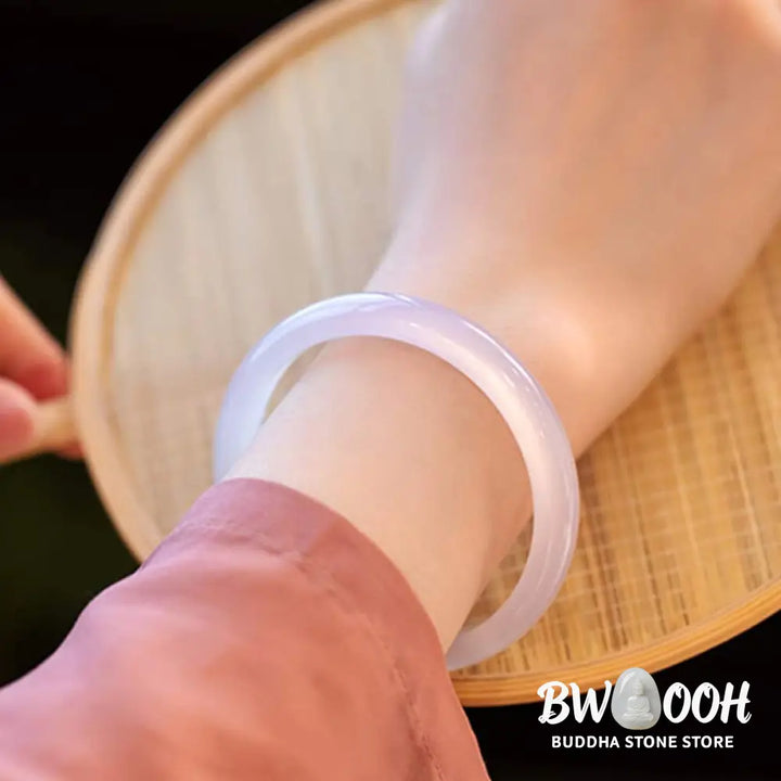 BWOOOH Natural Chalcedony Harmony Positive Bracelet Bangle - Bracelet Bangle