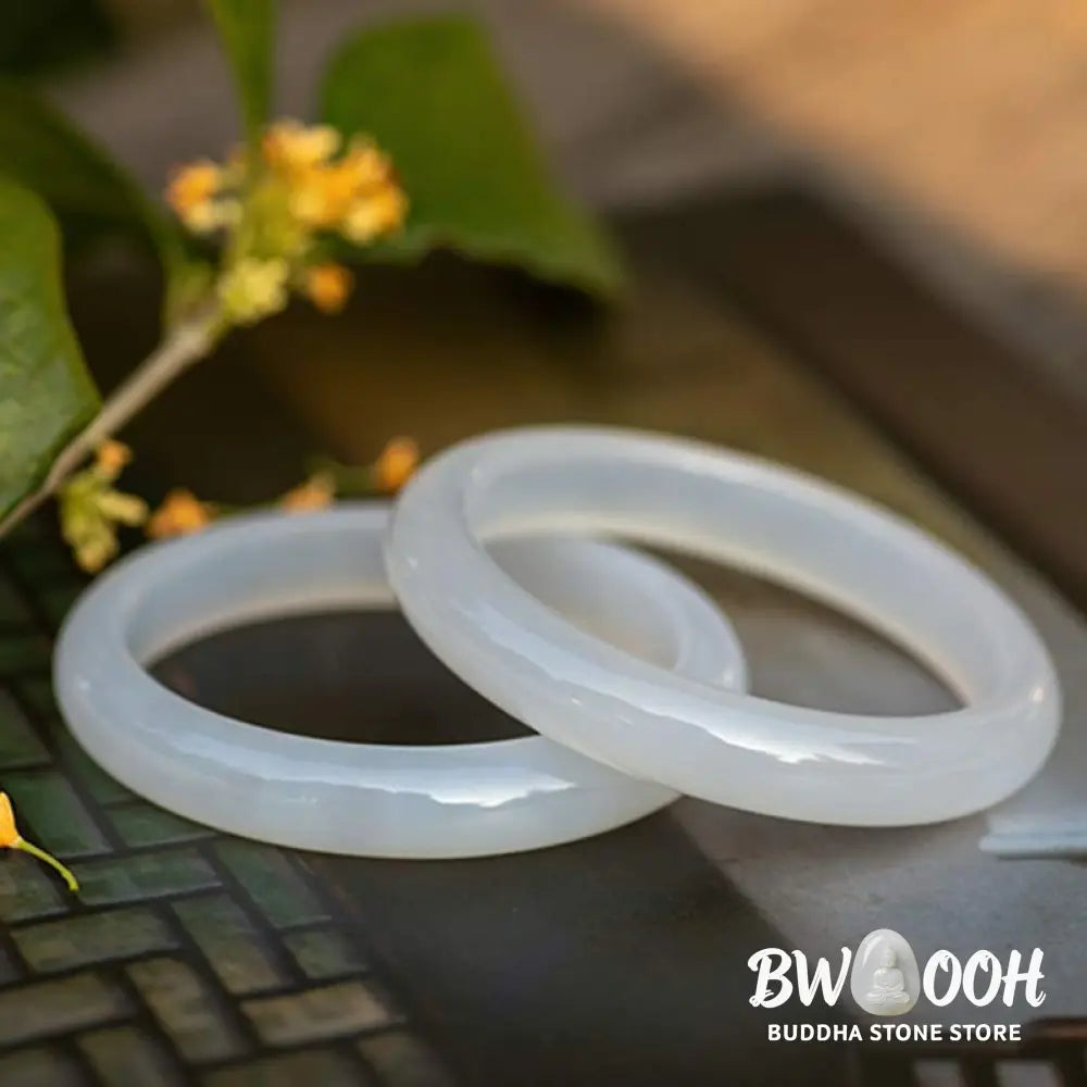 BWOOOH Natural Chalcedony Harmony Positive Bracelet Bangle - Bracelet Bangle