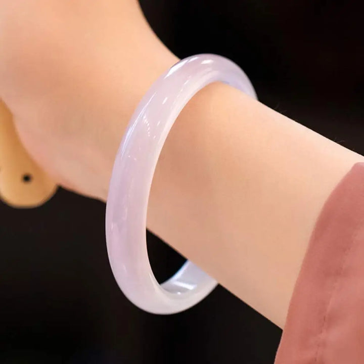 BWOOOH Natural Chalcedony Harmony Positive Bracelet Bangle - Purple / 52mm - Bracelet Bangle