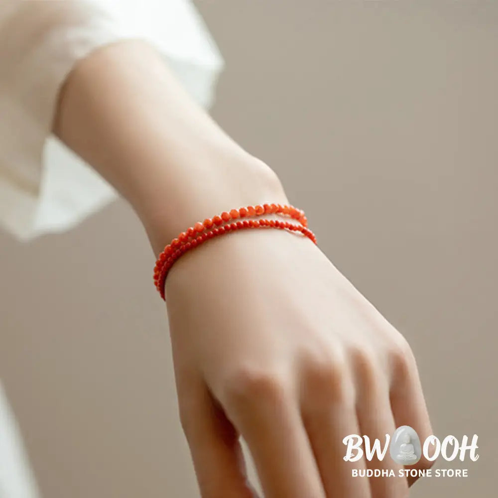Buddha Stones Natural Cherry Persimmon Red Agate Ultra-thin Beads Confidence Bracelet - BWOOOH - Bracelet