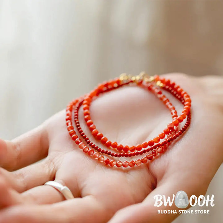 Buddha Stones Natural Cherry Persimmon Red Agate Ultra-thin Beads Confidence Bracelet - BWOOOH - Bracelet