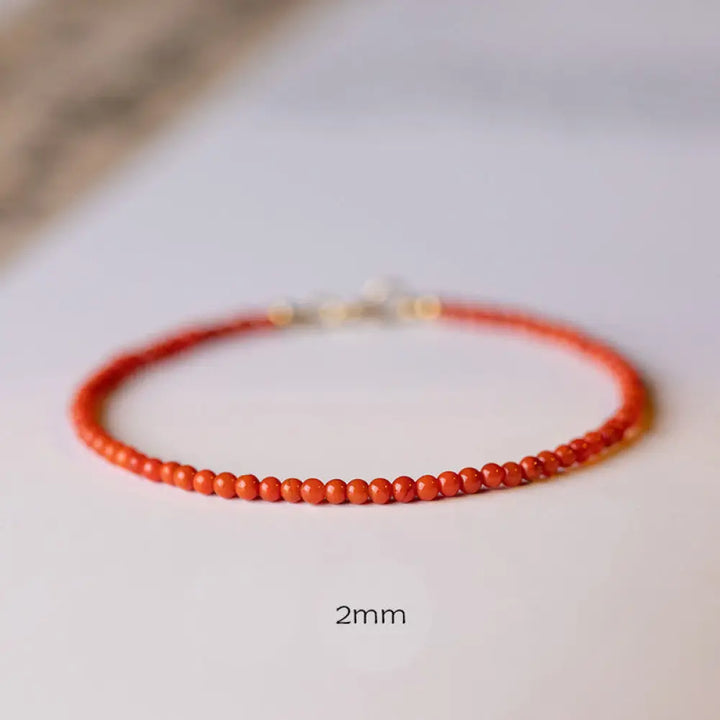 Buddha Stones Natural Cherry Persimmon Red Agate Ultra-thin Beads Confidence Bracelet - BWOOOH - 2mm Persimmon Red
