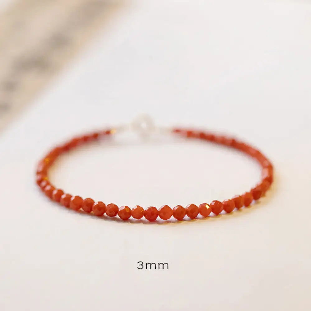 Buddha Stones Natural Cherry Persimmon Red Agate Ultra-thin Beads Confidence Bracelet - BWOOOH - 3mm Polygonal Red