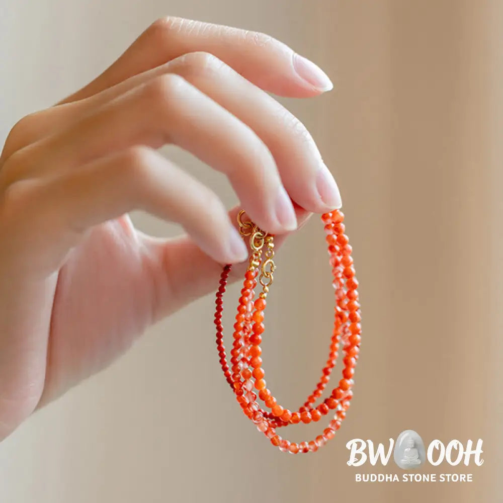 Buddha Stones Natural Cherry Persimmon Red Agate Ultra-thin Beads Confidence Bracelet - BWOOOH - Bracelet