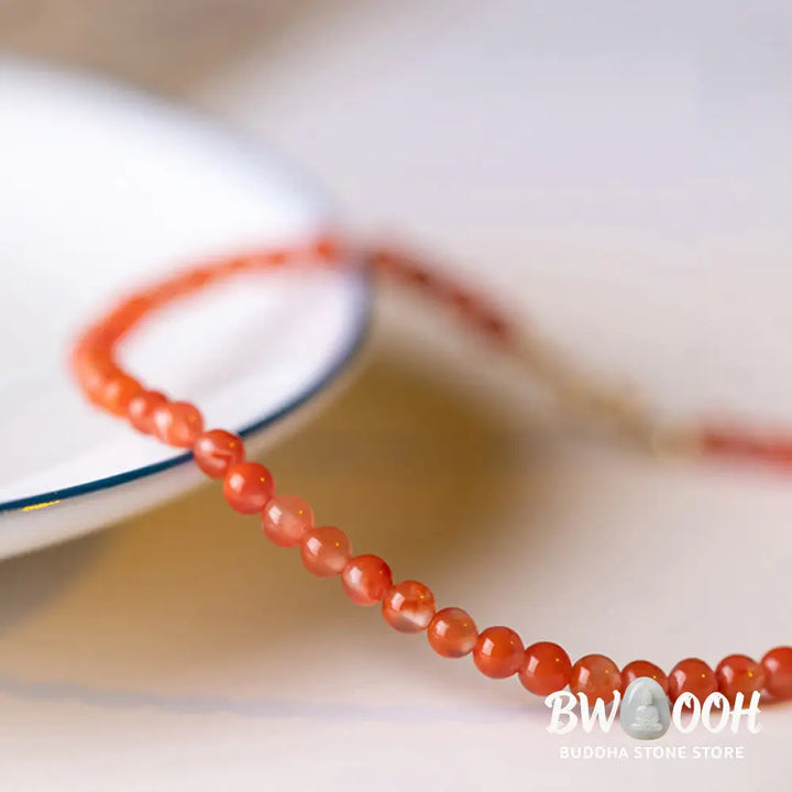 Buddha Stones Natural Cherry Persimmon Red Agate Ultra-thin Beads Confidence Bracelet - BWOOOH - Bracelet