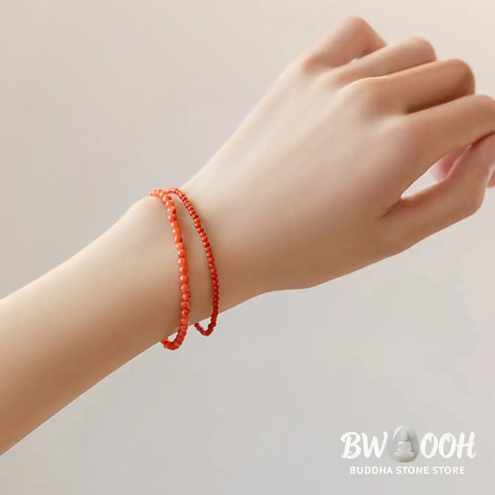 Buddha Stones Natural Cherry Persimmon Red Agate Ultra-thin Beads Confidence Bracelet - BWOOOH - Bracelet